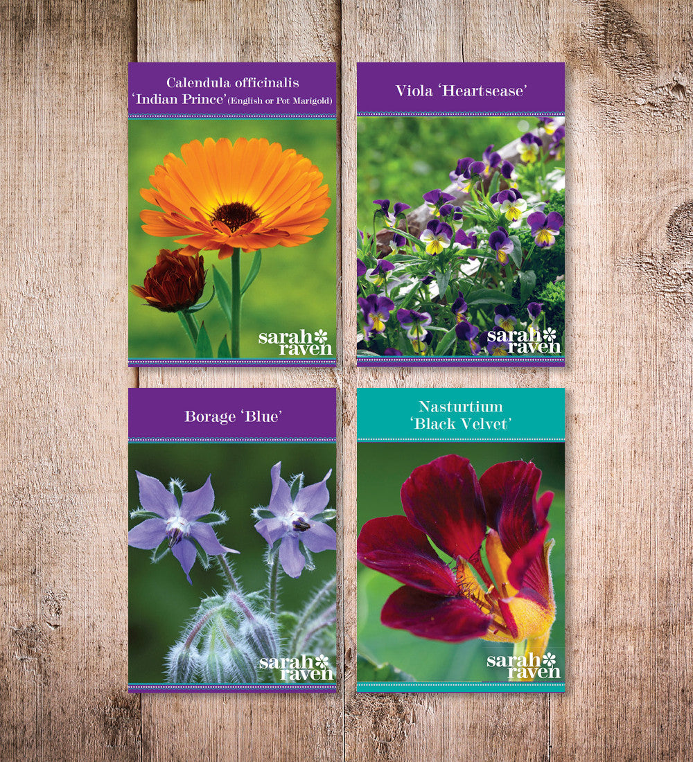 Sarah Raven Seeds Essbare Blüten Samen 4 Packungen Geschenkbox