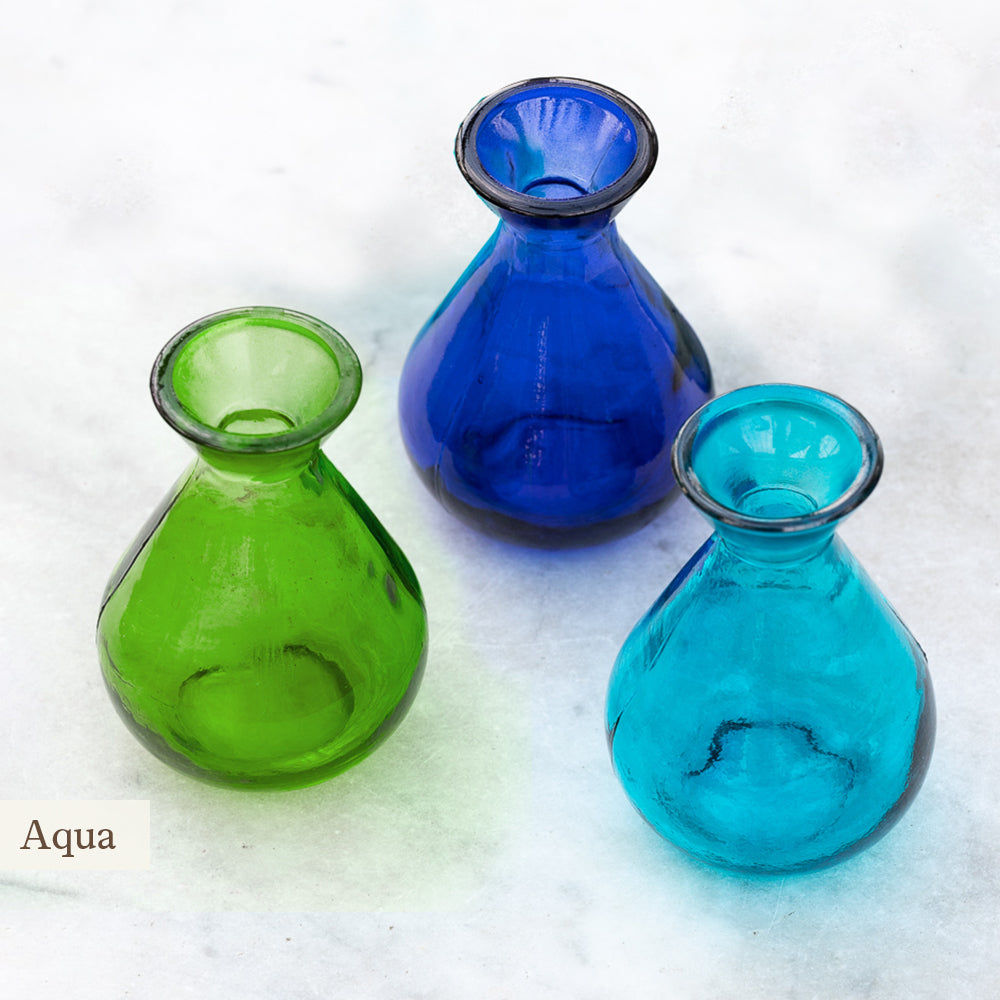 Sarah Raven Jewel Vase Blumenvase Aqua 3er Set Glas bunt