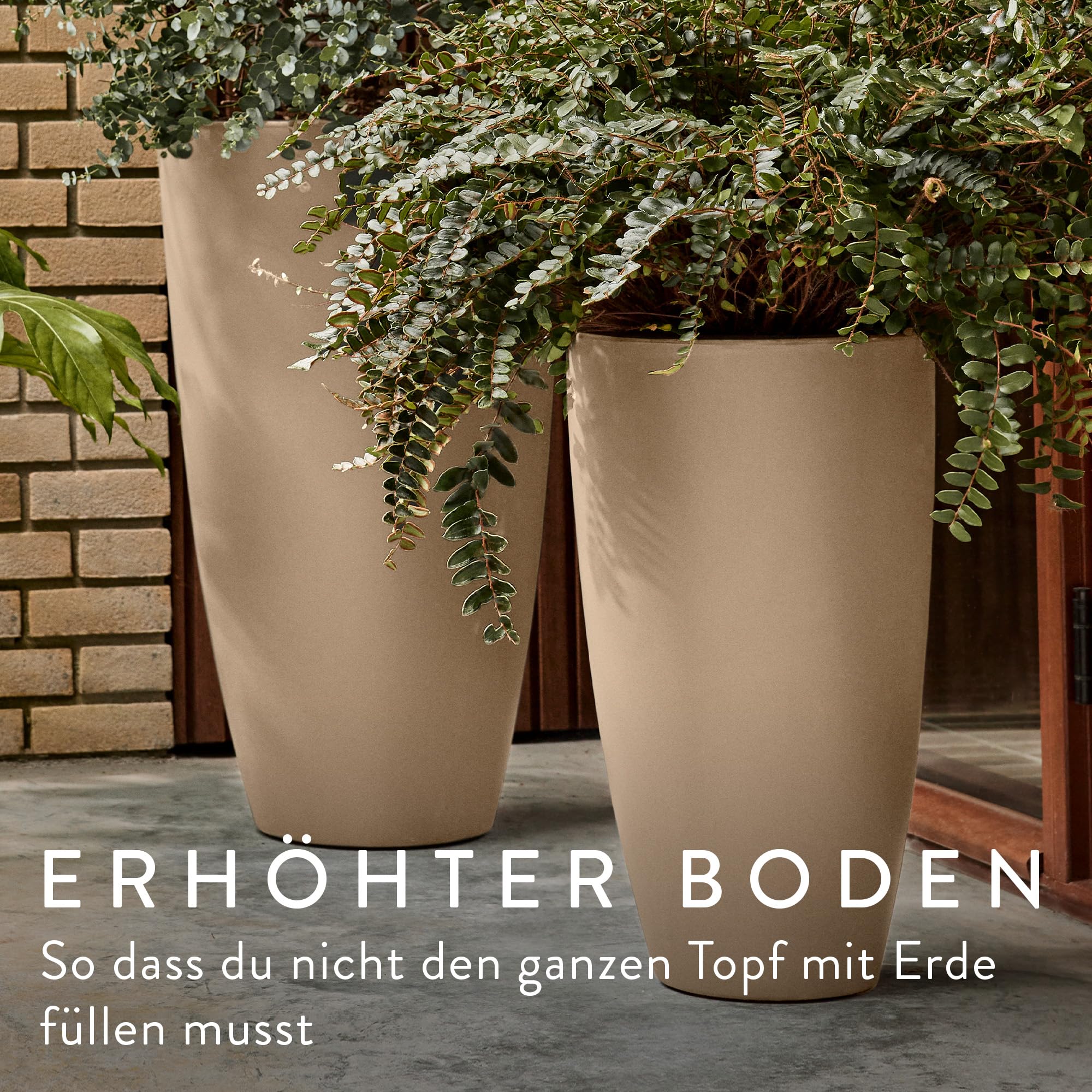 elho June Round High Blumentopf Beige 39x70 cm frostfest
