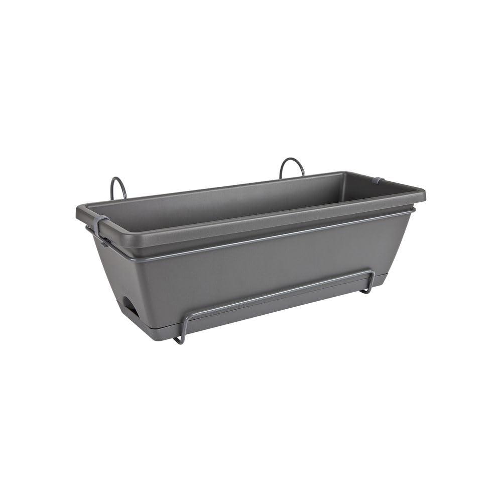 elho Barcelona Balkonkasten 50cm anthracite mit Untersetzer