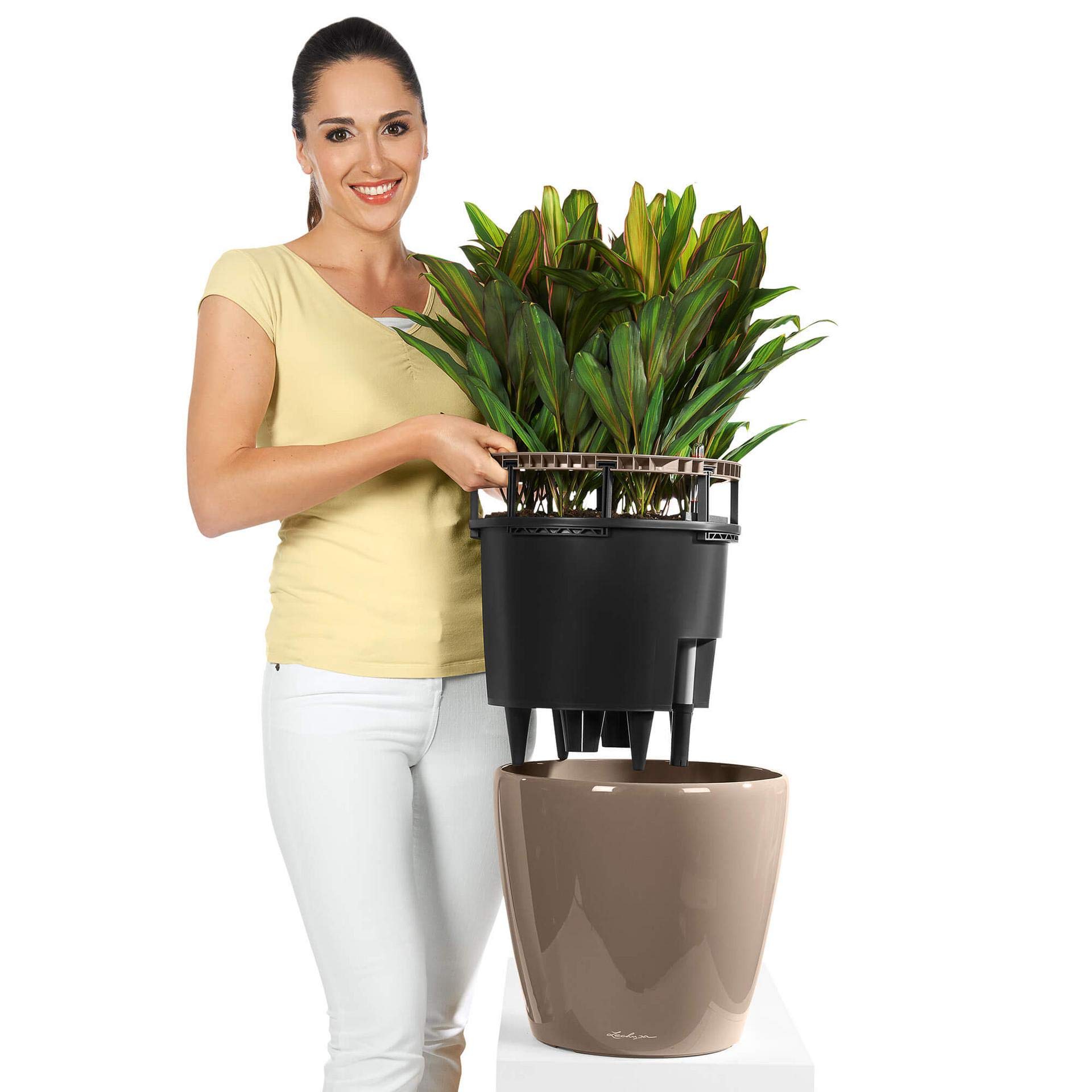 Lechuza Classico Premium LS 28 Blumentopf Silber Metallic
