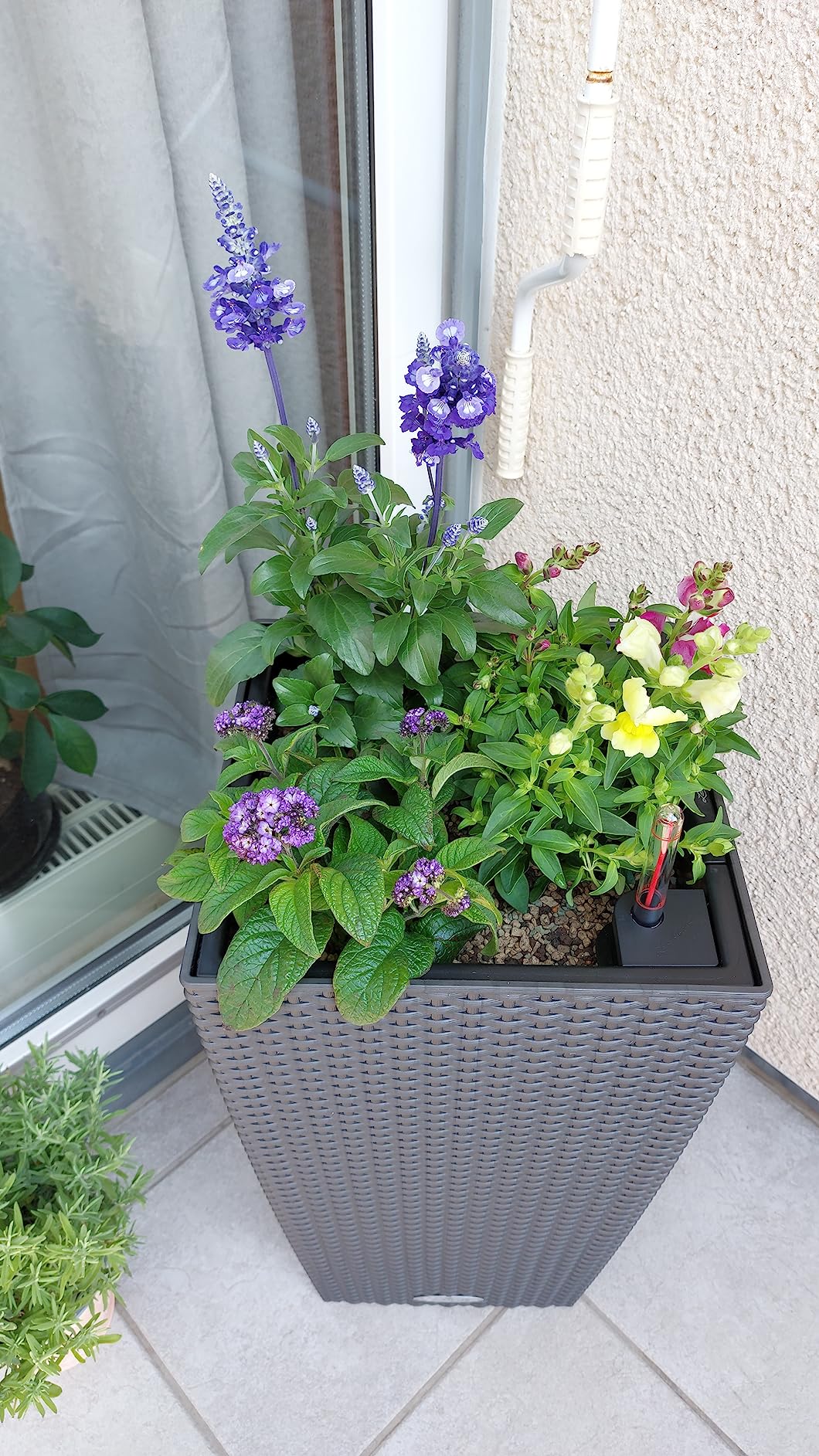 Lechuza CUBICO Cottage 40 Pflanzgefäß Granit Rattan