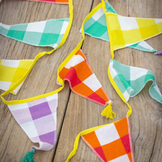 Sarah Raven Summer Checks Wimpelkette 3 m Bio-Baumwolle