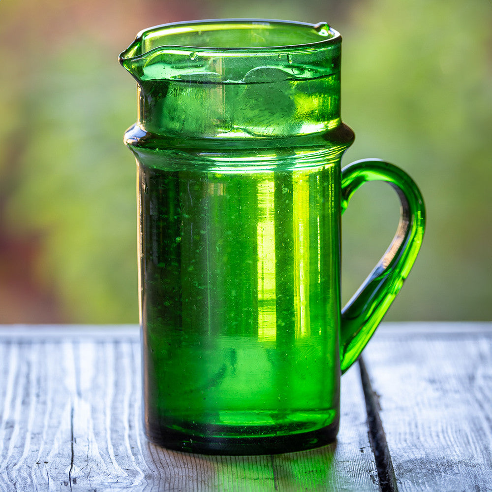 Sarah Raven Green Moroccan Glas Krug 1 L Grün 19 cm