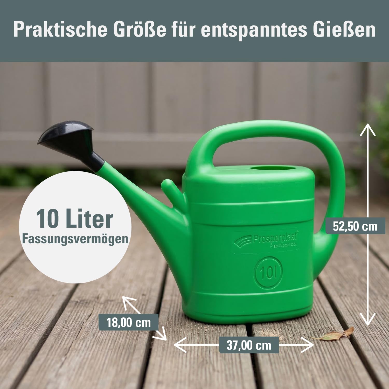 Prosperplast Classico Gießkanne 10 Liter grün 2er Set mit Brause