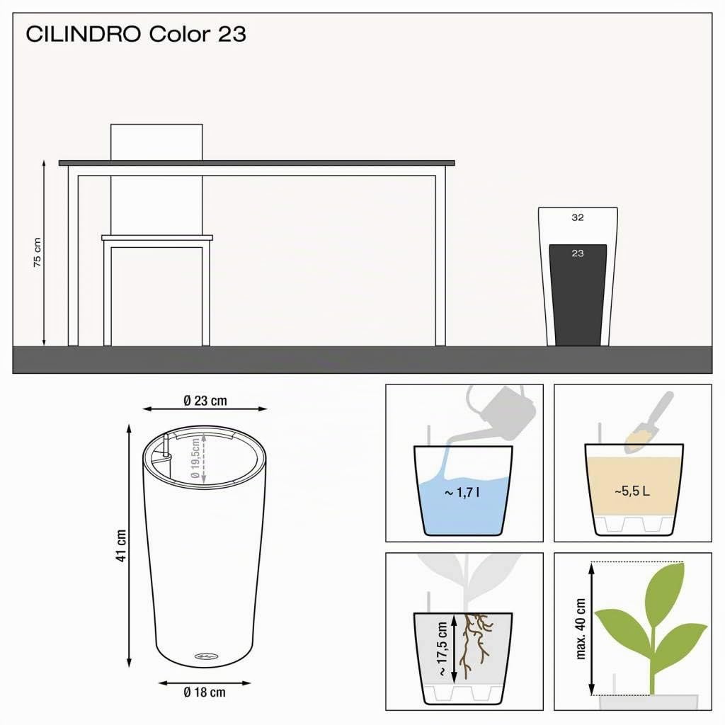 Lechuza Cilindro Color 23 Pflanzsäule Schiefergrau 13943