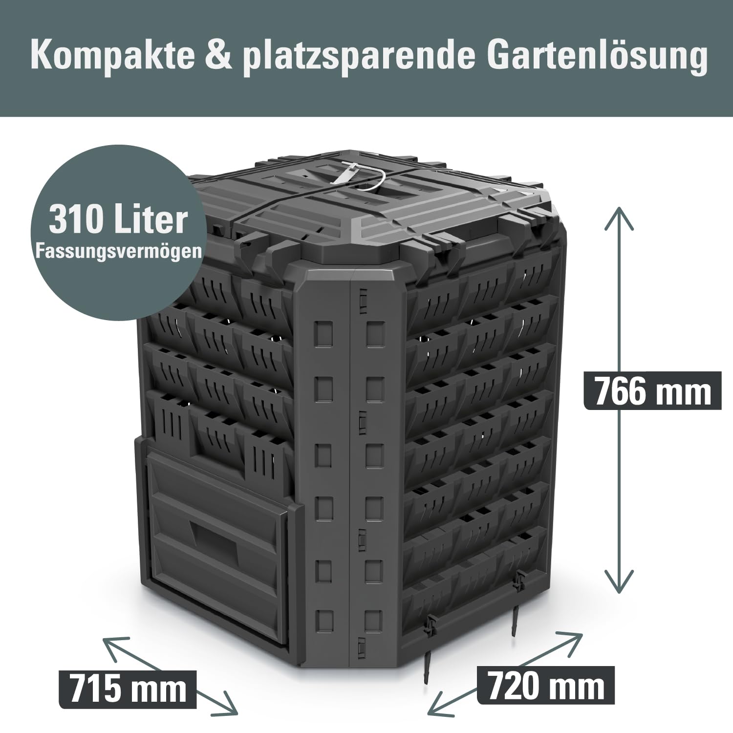 Prosperplast Compobox Komposter 310 L Kunststoff Belüftung