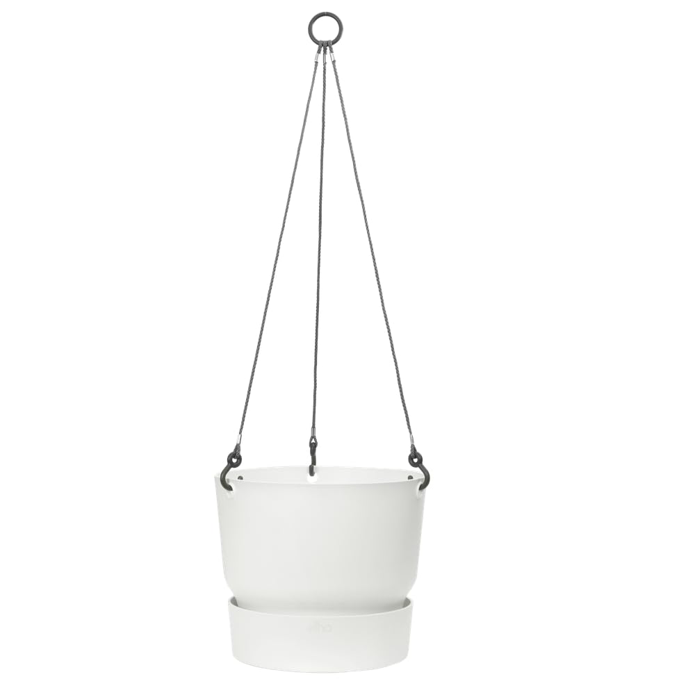 elho Greenville Hängeampel 24cm Weiß mit Untersetzer
