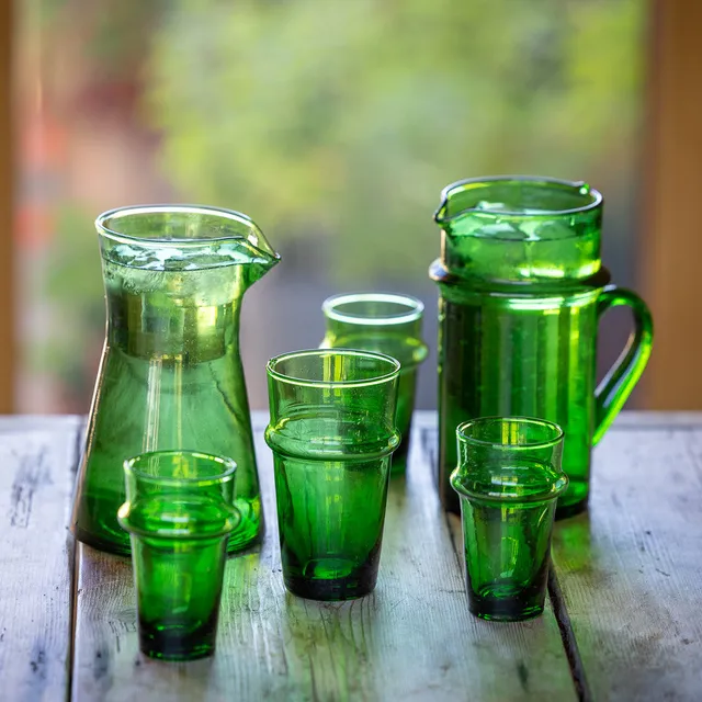 Sarah Raven Green Moroccan Glas Krug 1 L Grün 19 cm