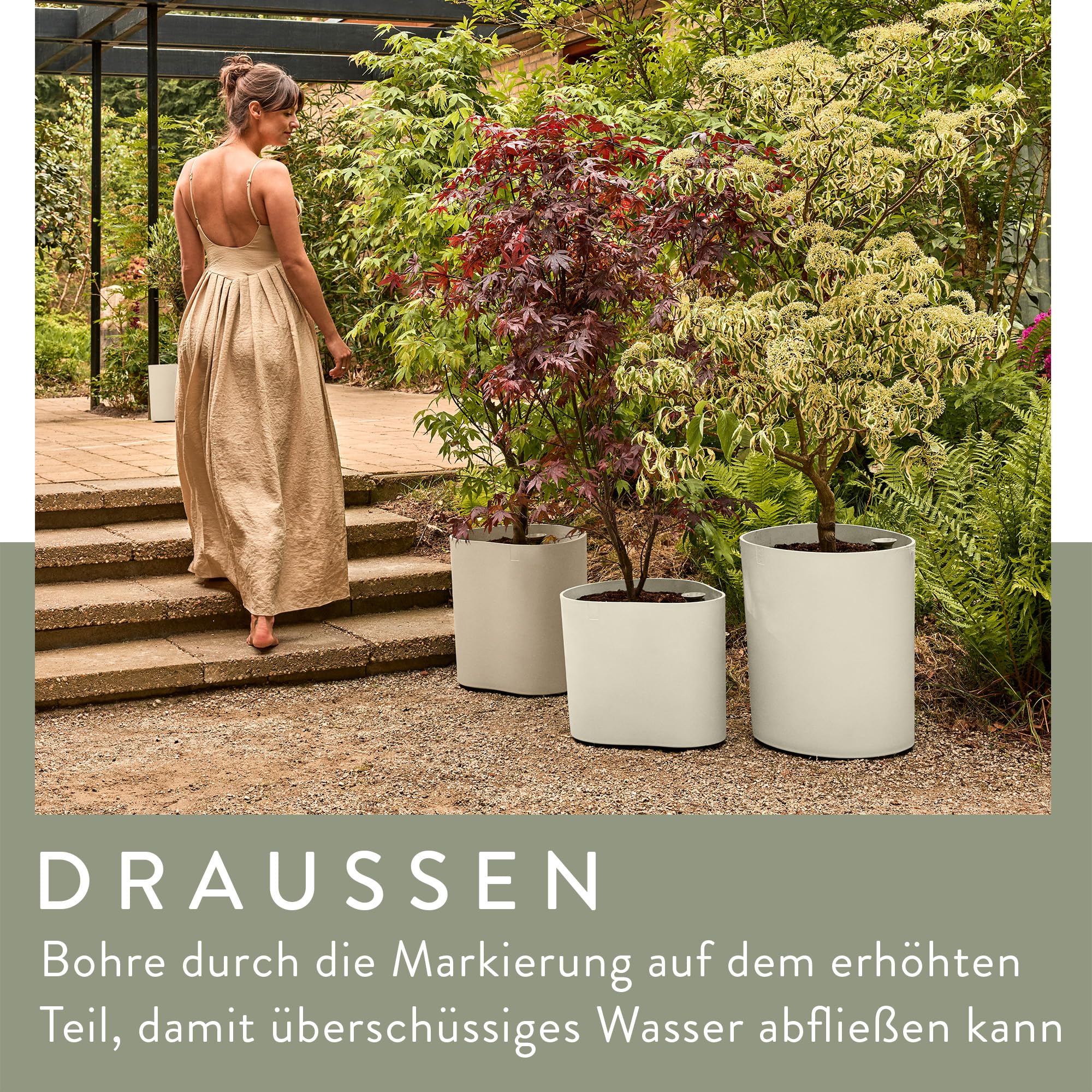 elho Eden Aquacare High Blumentopf Linen White 40cm Bewässerung