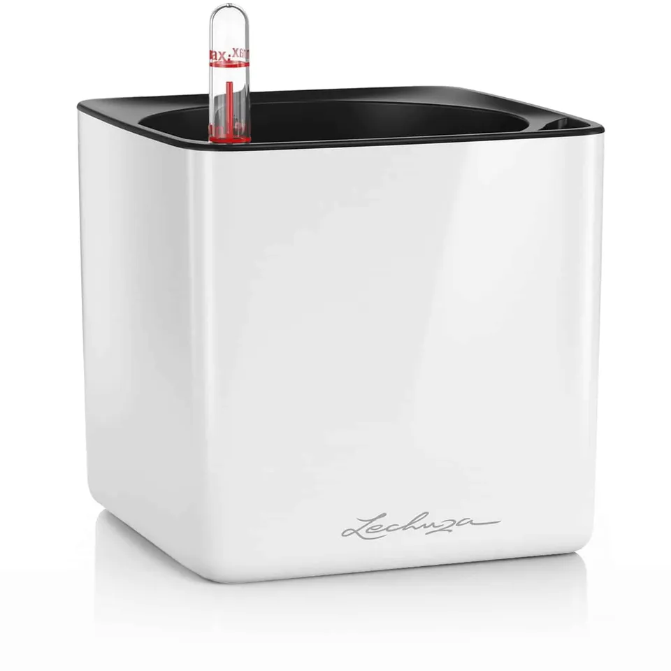 Lechuza Cube Premium 14 Pflanzgefäß Weiß Hochglanz