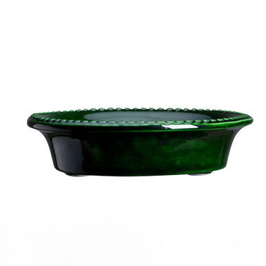 Sarah Raven Glazed Pot Pflanztopf mit Untersetzer Klein grün 14cm