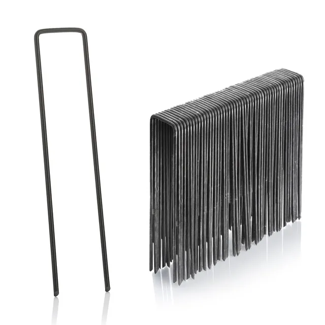 GardenMate Erdanker 150mm Stahldraht Bodenanker 100 Stück rostig