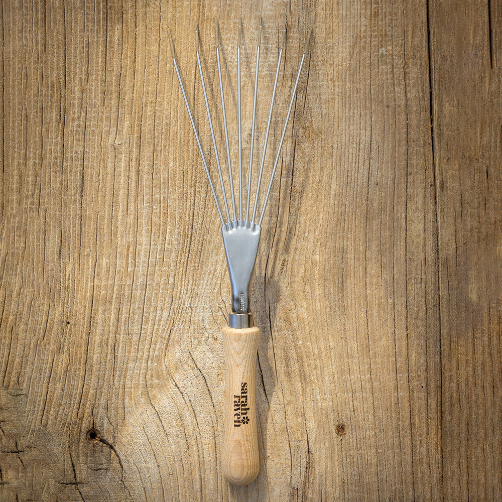 Sarah Raven Hand Rake Handharke Edelstahl Esche 39cm