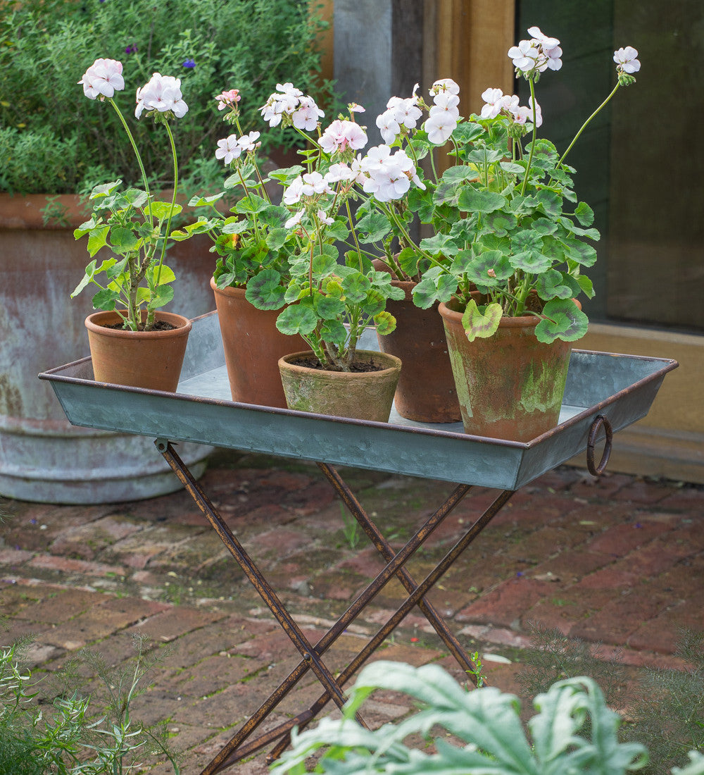 Sarah Raven Gartentisch Rustic Zinc Metall 71cm klappbar