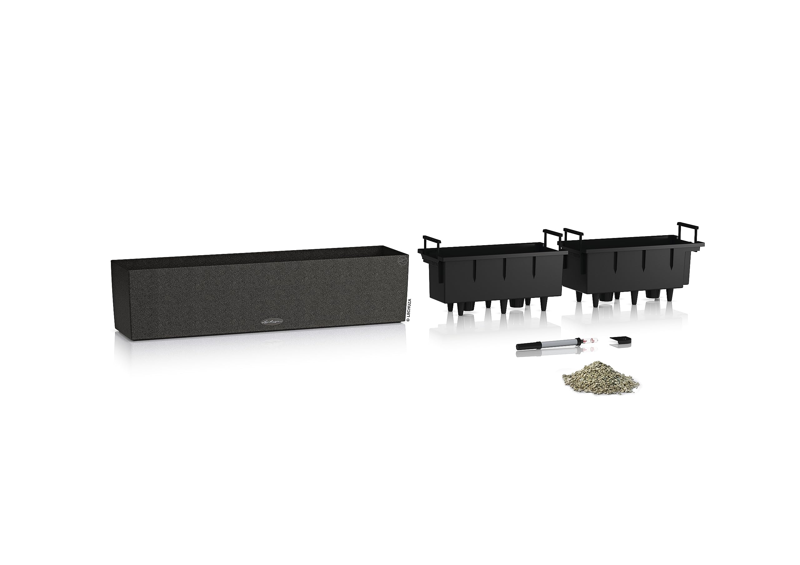 Lechuza Balconera Stone 80 Balkonkasten Graphitschwarz 80cm