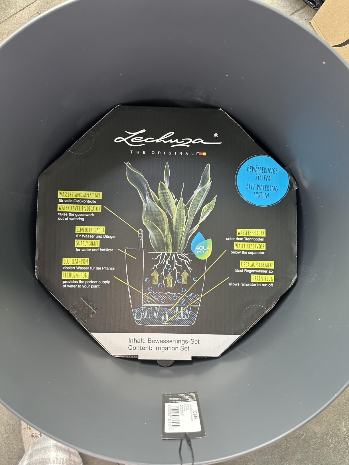 Lechuza Classico Color 43 Pflanztopf schiefergrau mit Bewässerung