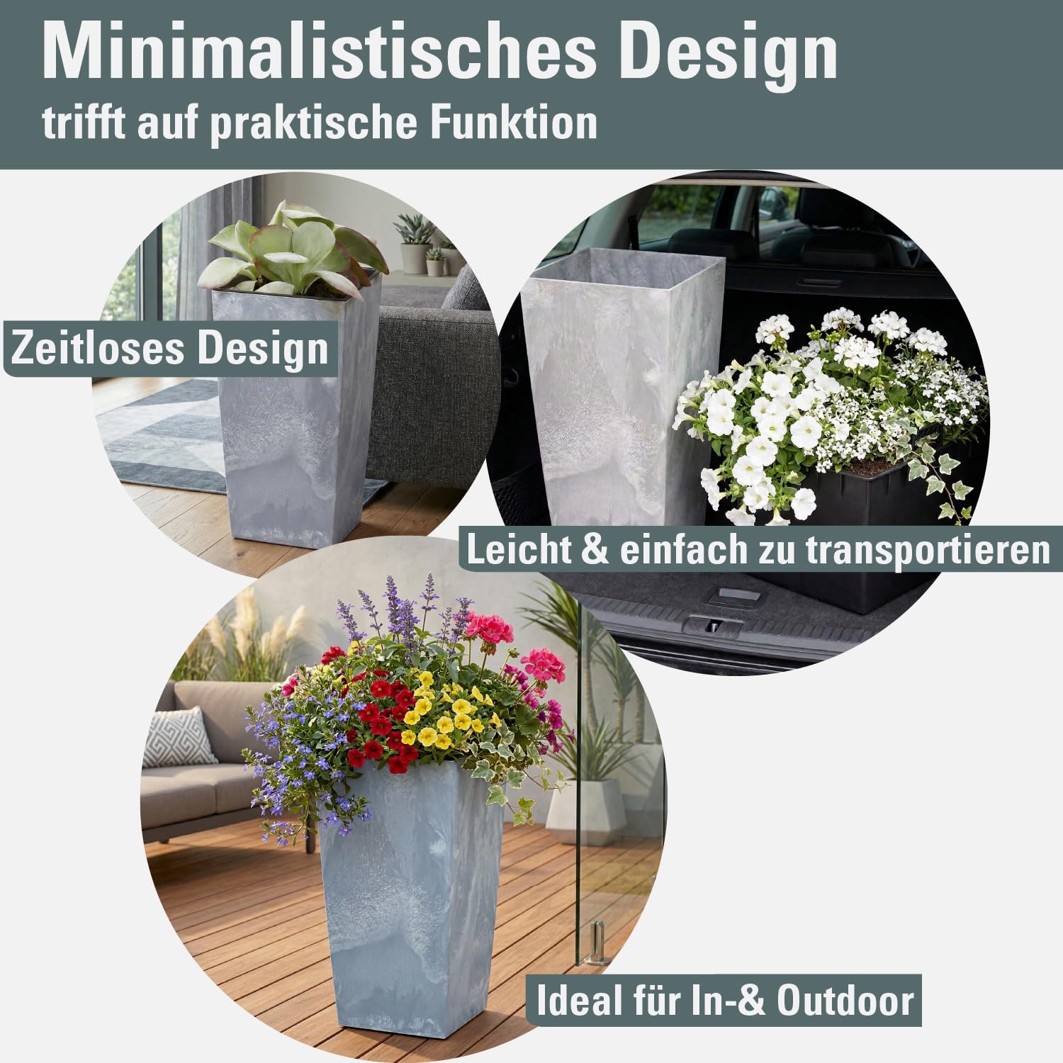 Prosperplast Urbi Pflanzkübel Beton-Optik Marengo Braun 50 cm
