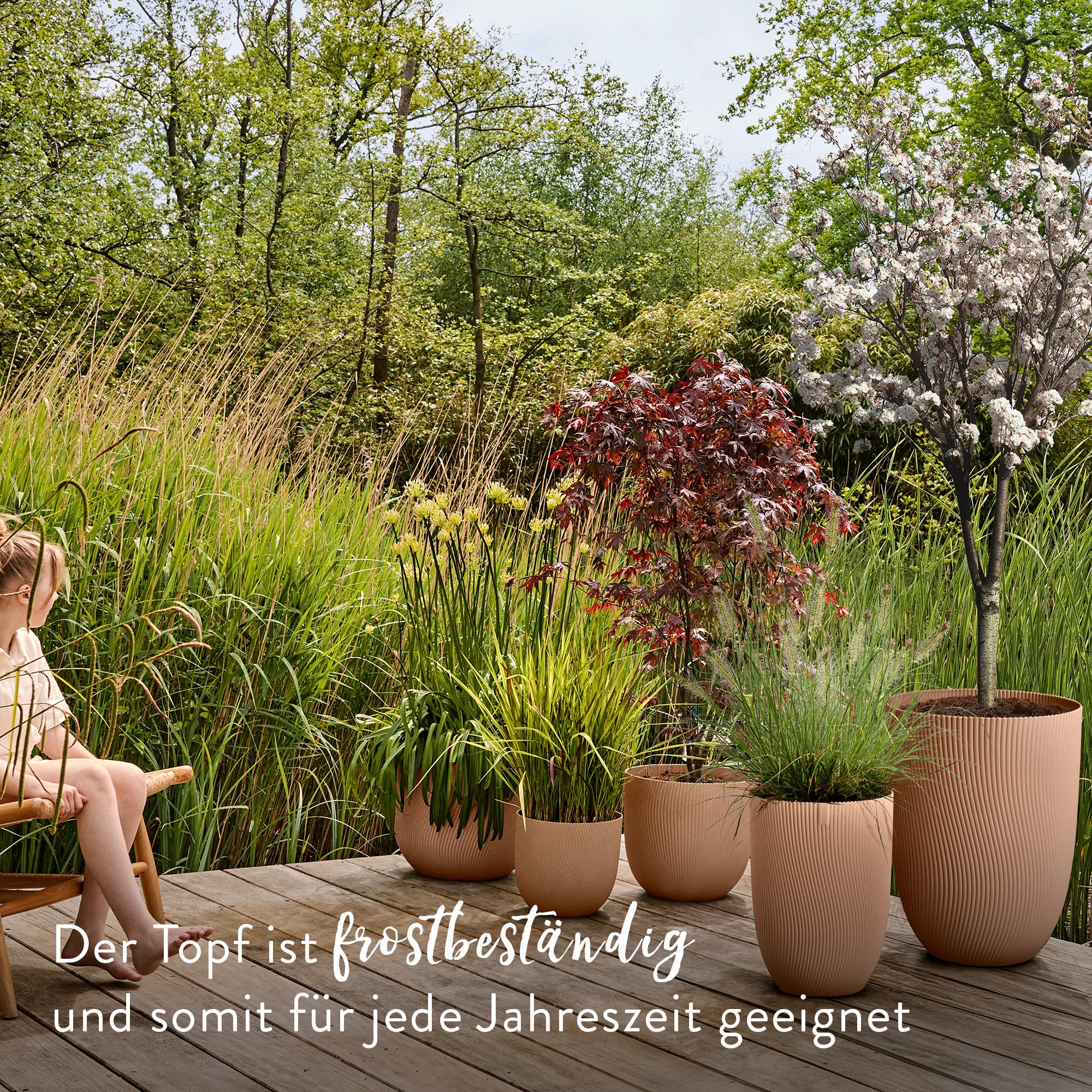 elho Sereh Hoch Blumentopf 30 cm Cool Clay recycelt